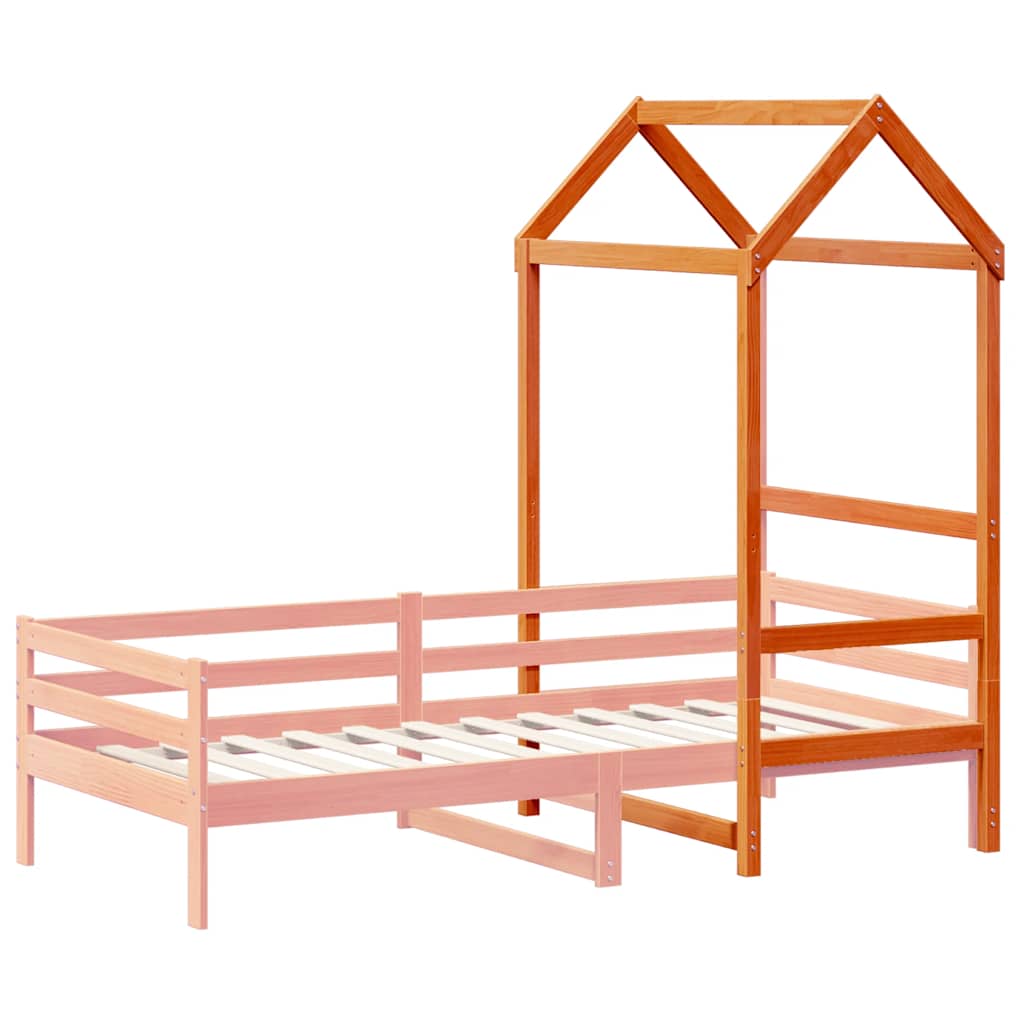 Kids'Bed Roof Wax Brown 98x70x176,5 cm Solid Wood Pine