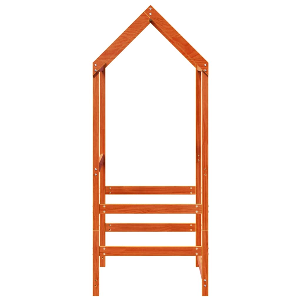 Kids'Bed Roof Wax Brown 98x70x176,5 cm Solid Wood Pine