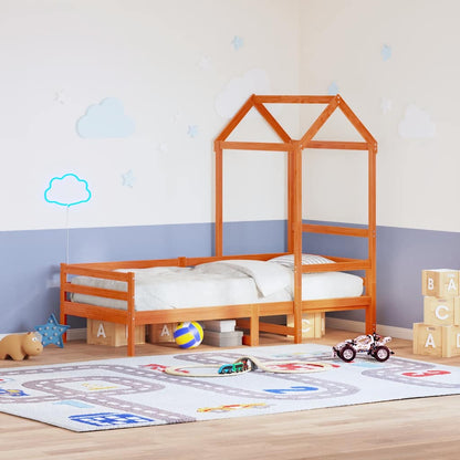 Kids'Bed Roof Wax Brown 98x70x176,5 cm Solid Wood Pine