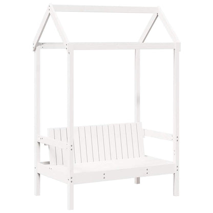 Bench with Roof White 117,5x70x176,5 cm Solid Wood Pine