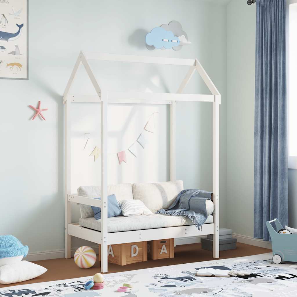 Bench with Roof White 117,5x70x176,5 cm Solid Wood Pine