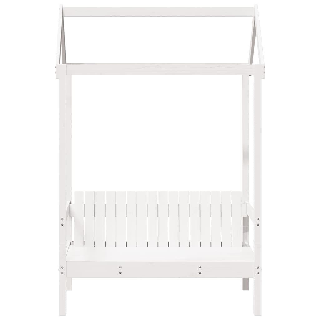 Bench with Roof White 117,5x70x176,5 cm Solid Wood Pine