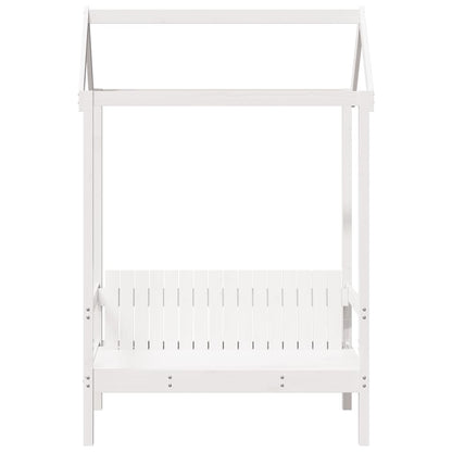 Bench with Roof White 117,5x70x176,5 cm Solid Wood Pine