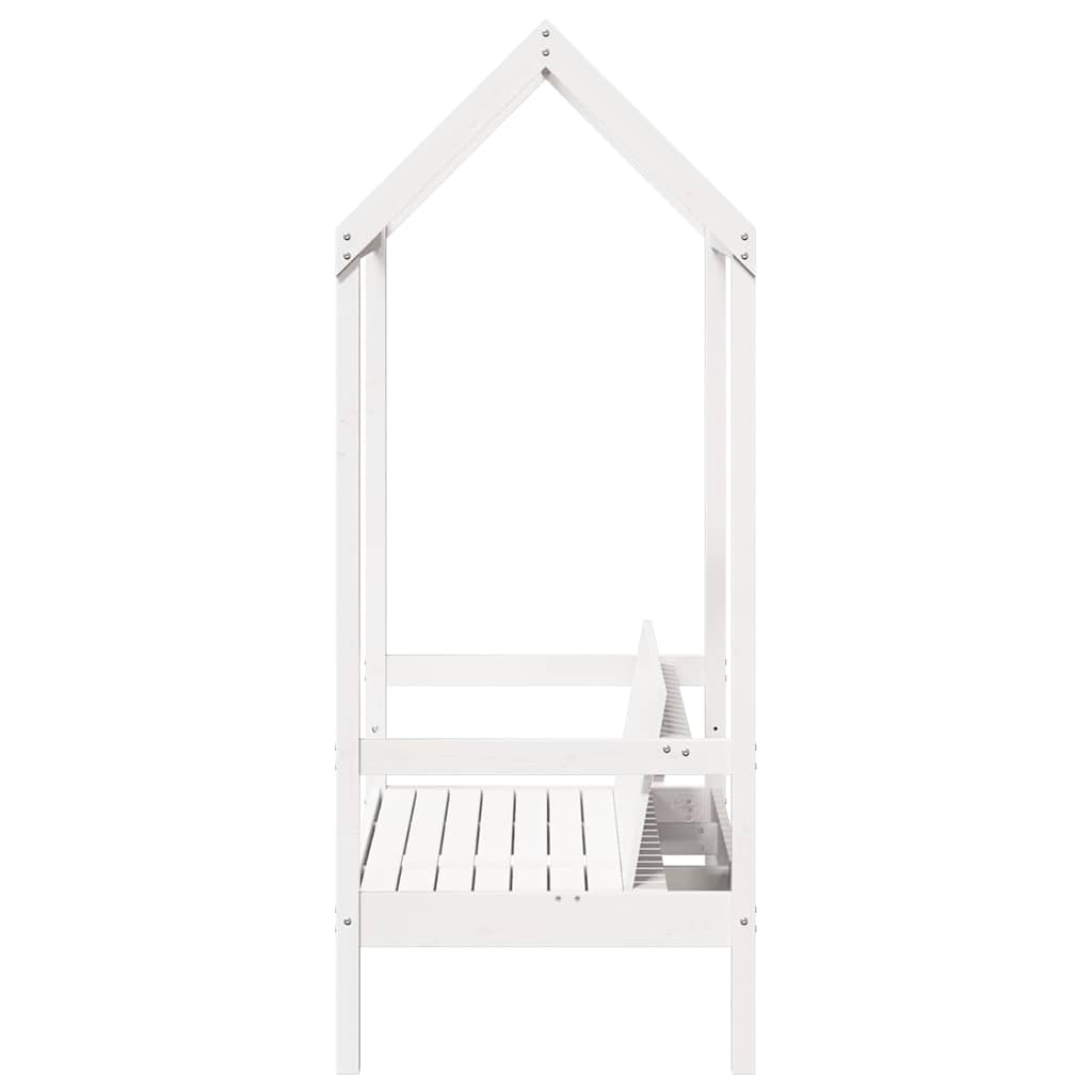 Bench with Roof White 117,5x70x176,5 cm Solid Wood Pine
