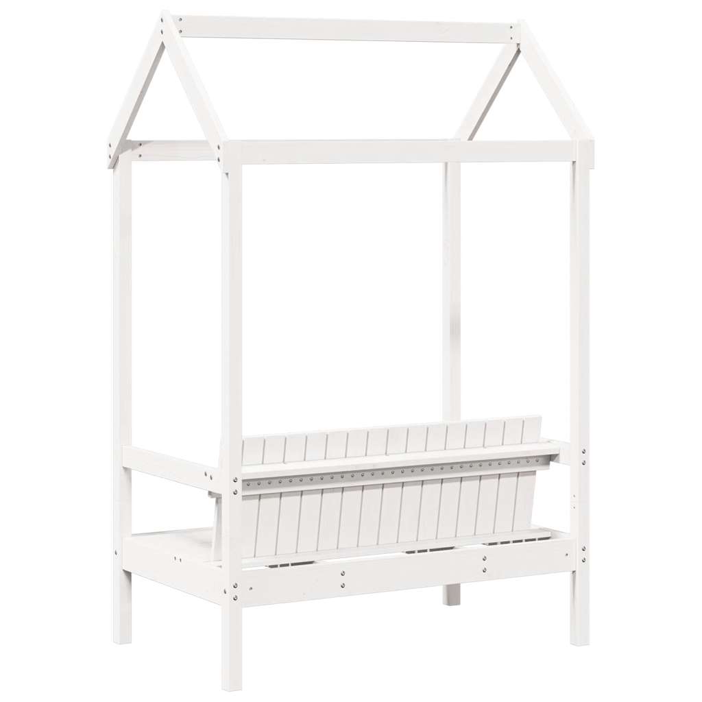 Bench with Roof White 117,5x70x176,5 cm Solid Wood Pine