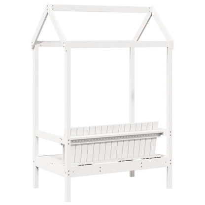 Bench with Roof White 117,5x70x176,5 cm Solid Wood Pine