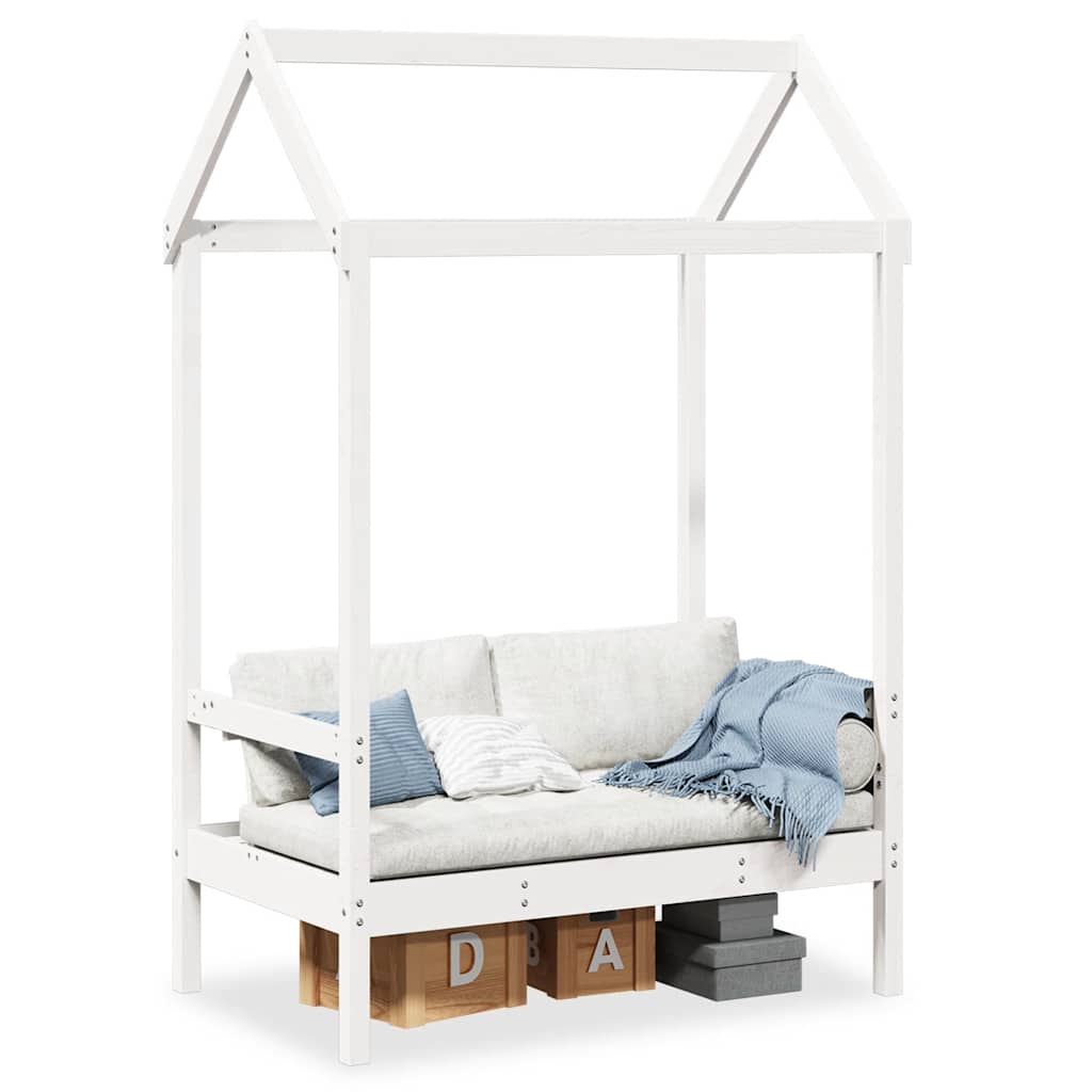 Bench with Roof White 117,5x70x176,5 cm Solid Wood Pine