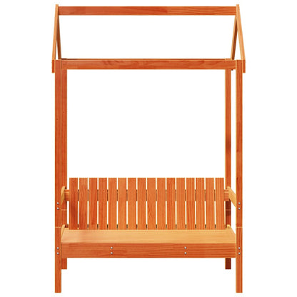 Bench with Roof Wax Brown 117,5x70x176,5 cm Solid Wood Pine