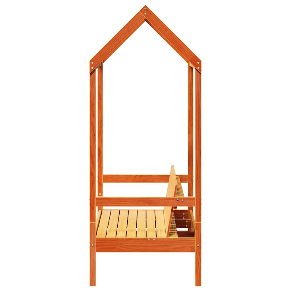 Bench with Roof Wax Brown 117,5x70x176,5 cm Solid Wood Pine