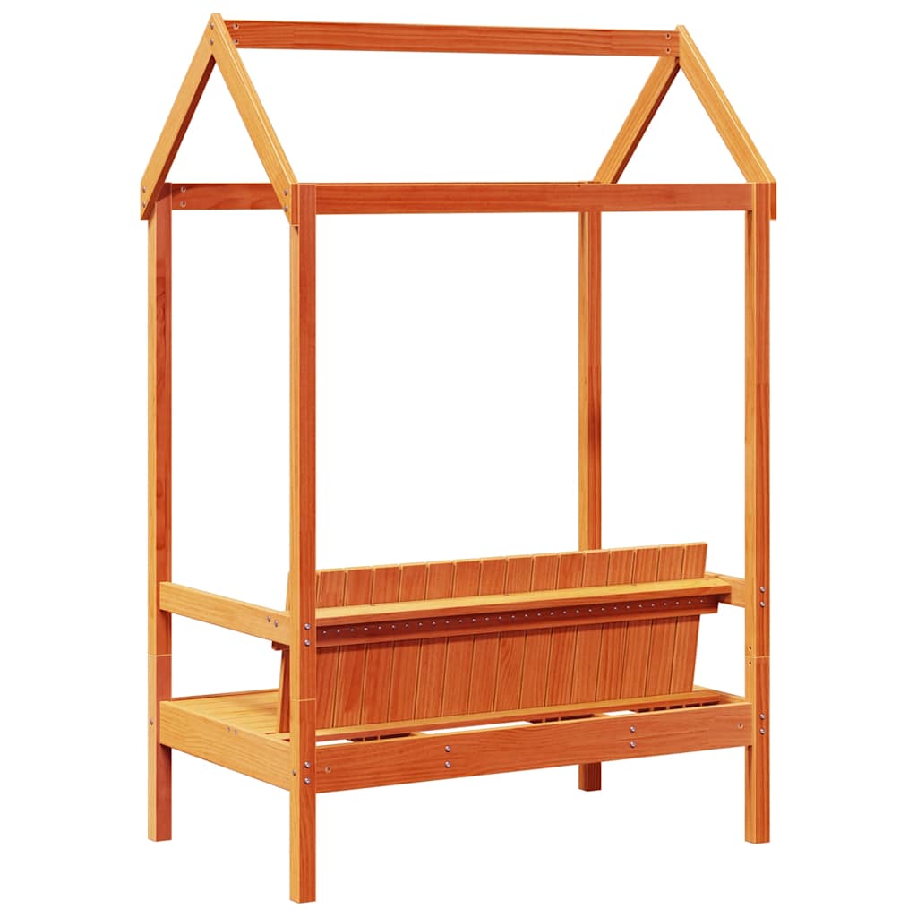 Bench with Roof Wax Brown 117,5x70x176,5 cm Solid Wood Pine