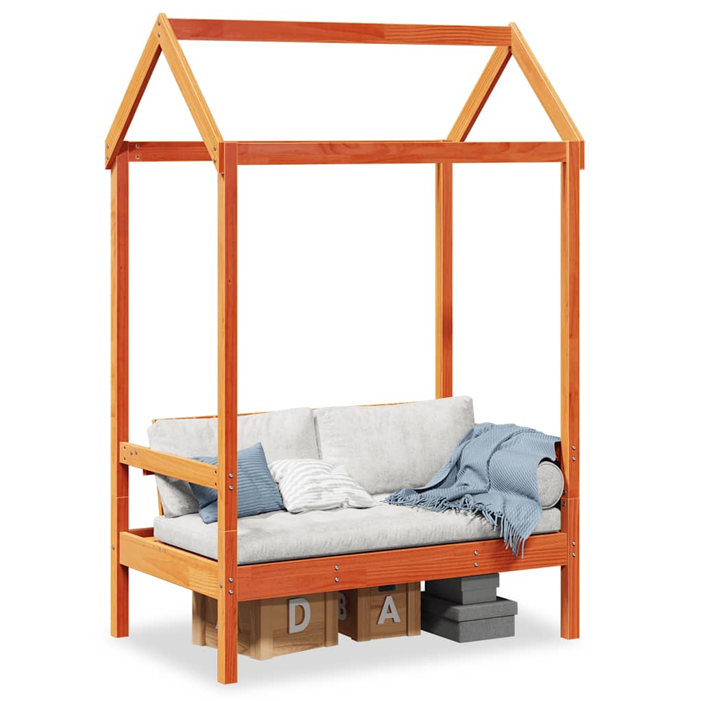Bench with Roof Wax Brown 117,5x70x176,5 cm Solid Wood Pine