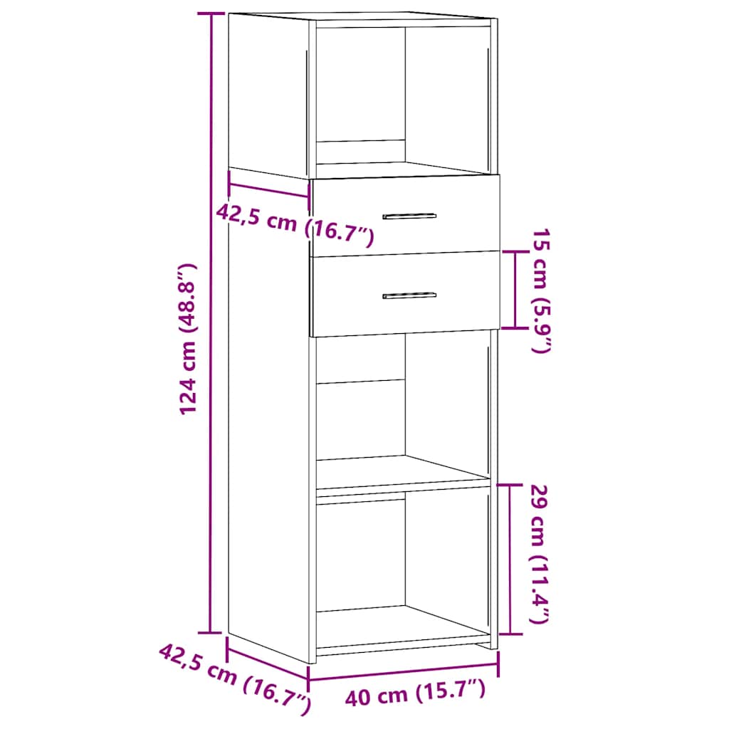 Highboard White 40x42.5x124 cm Engineered Wood