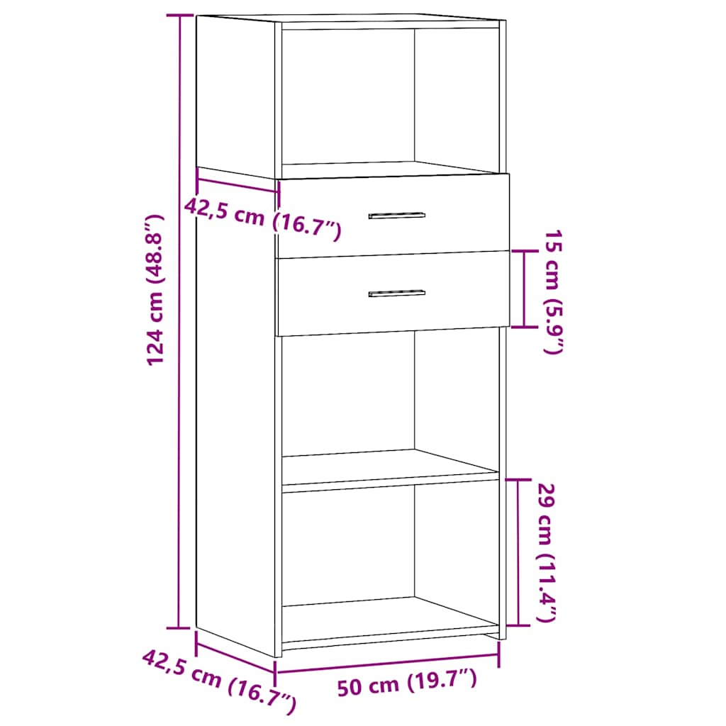 Highboard Black 50x42.5x124 cm Engineered Wood