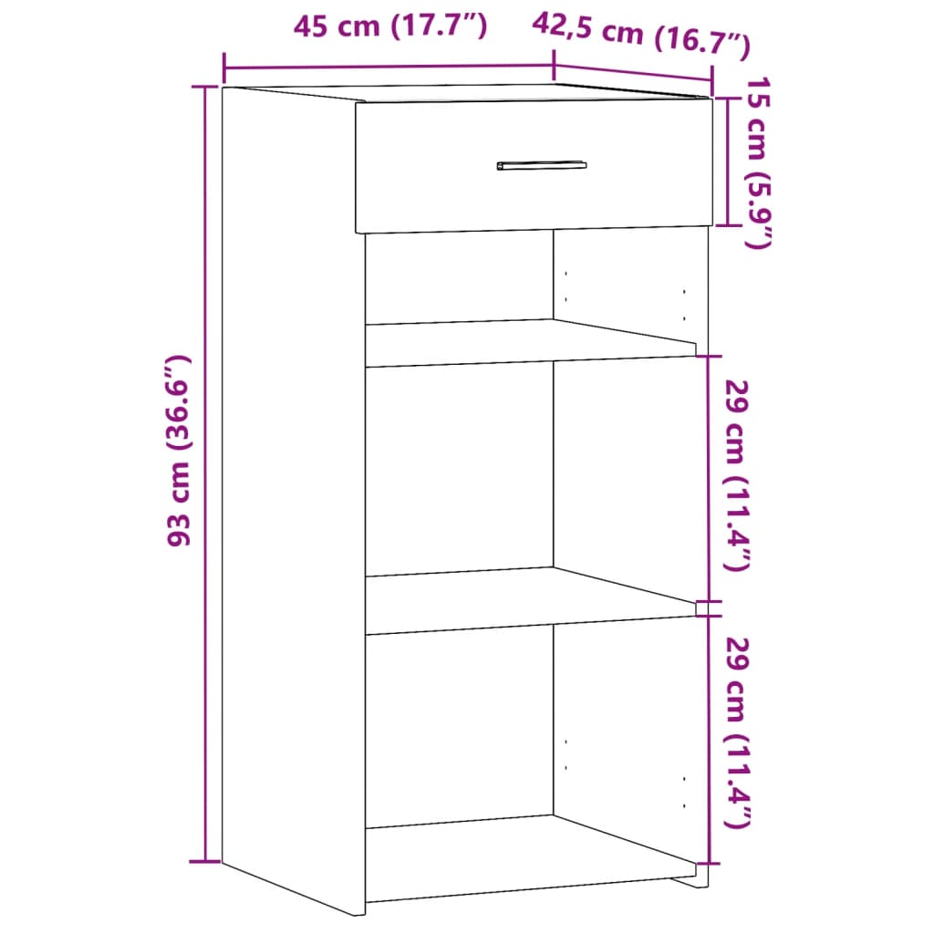 Sideboard White 45x42.5x93 cm Engineered Wood