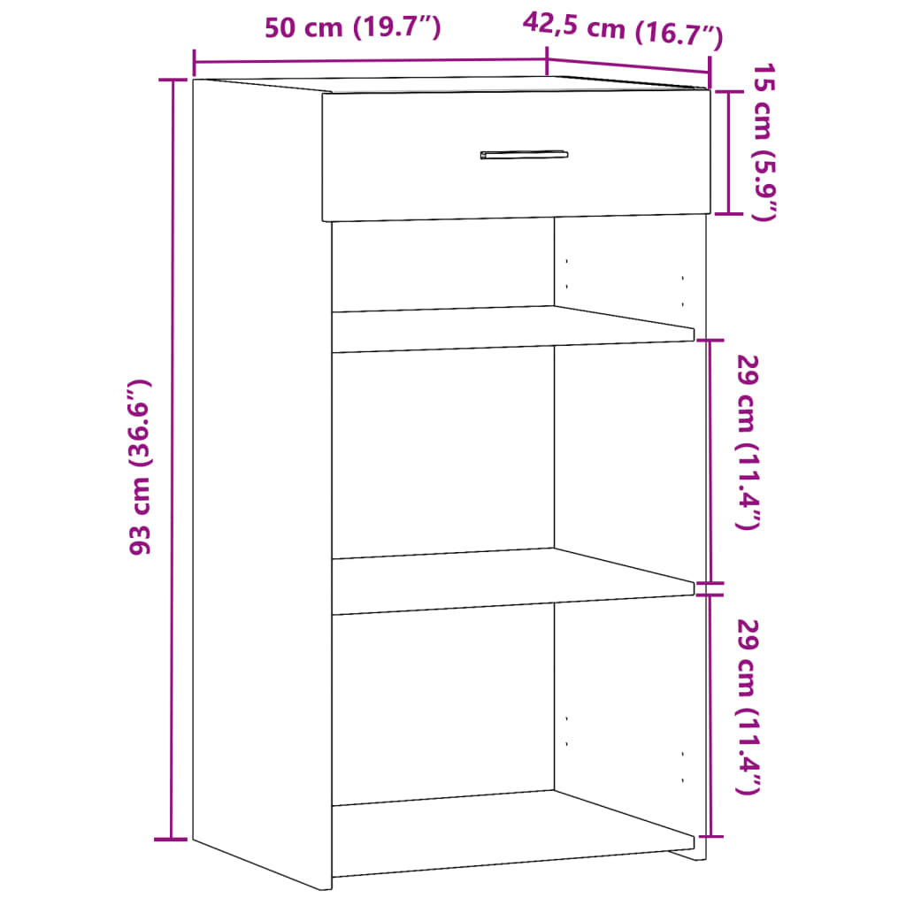 Sideboard Grey Sonoma 50x42.5x93 cm Engineered Wood