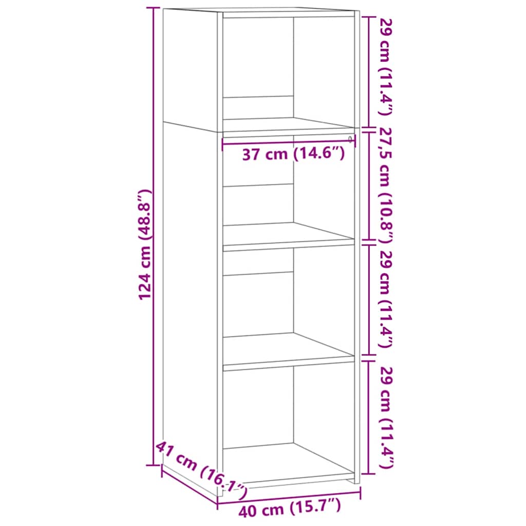 Highboard Concrete Grey 40x41x124 cm Engineered Wood