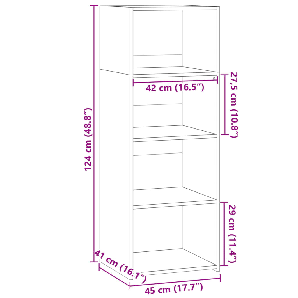 Highboard Black 45x41x124 cm Engineered Wood