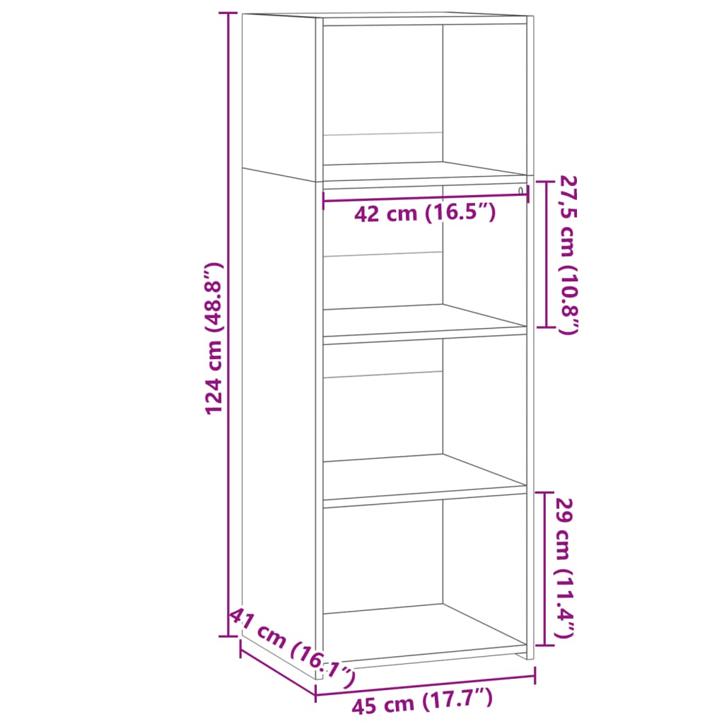 Highboard Brown Oak 45x41x124 cm Engineered Wood