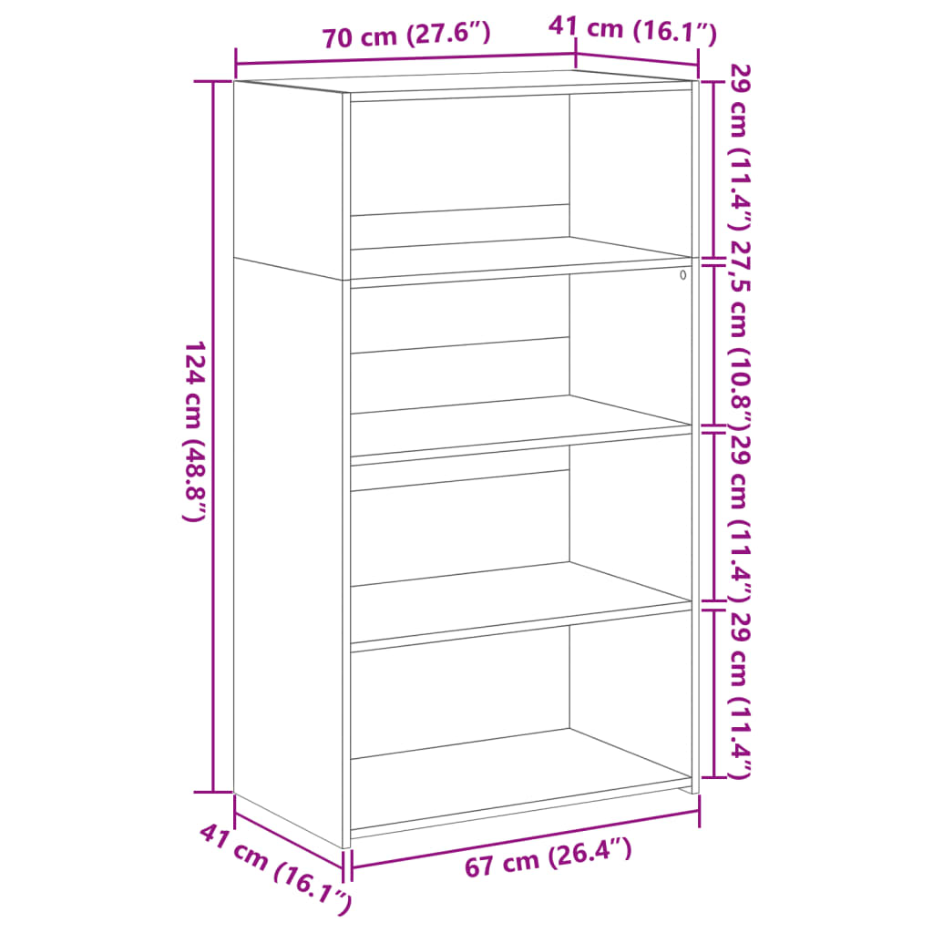 Highboard Black 70x41x124 cm Engineered Wood