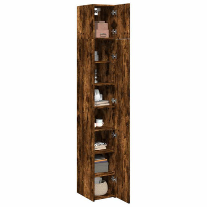 Slim Storage Cabinet Smoked Oak 30x42,5x225 cm Engineered Wood