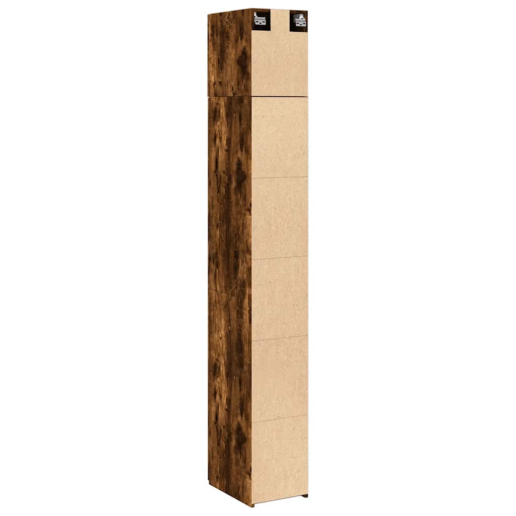 Slim Storage Cabinet Smoked Oak 30x42,5x225 cm Engineered Wood