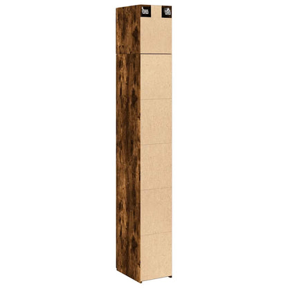 Slim Storage Cabinet Smoked Oak 30x42,5x225 cm Engineered Wood