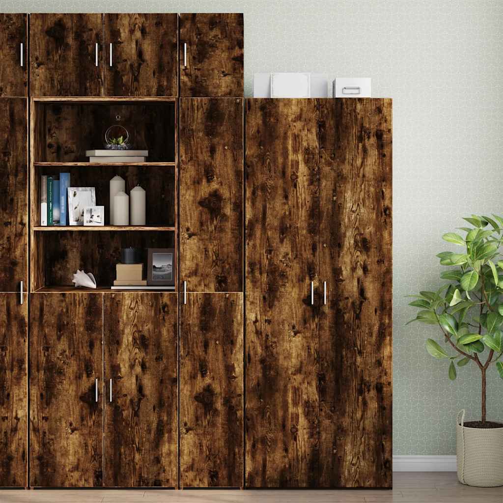 Slim Storage Cabinet Smoked Oak 30x42,5x225 cm Engineered Wood