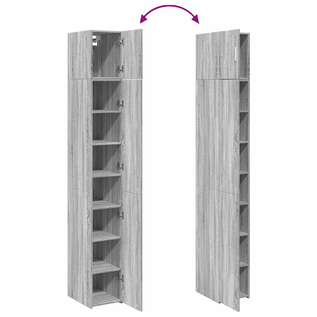 Slim Storage Cabinet Grey Sonoma 30x42,5x225 cm Engineered Wood