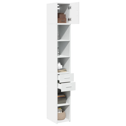 Slim Storage Cabinet White 30x42,5x225 cm Engineered Wood