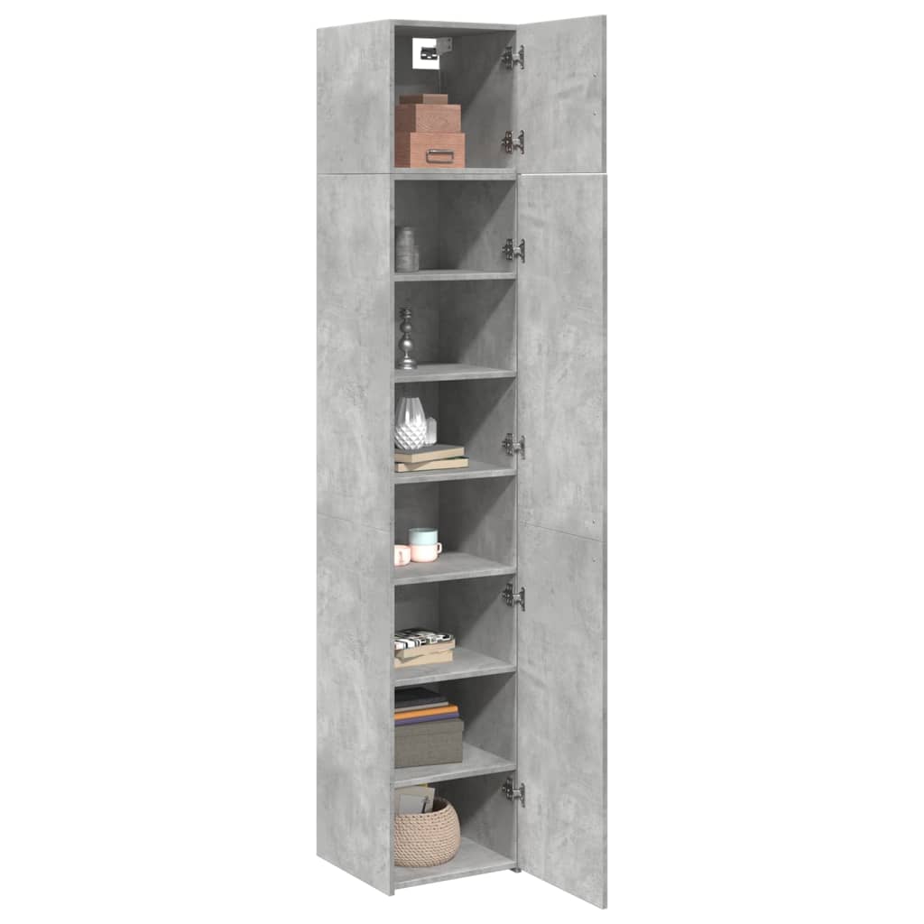 Slim Storage Cabinet Concrete Grey 40x42.5x225 cm