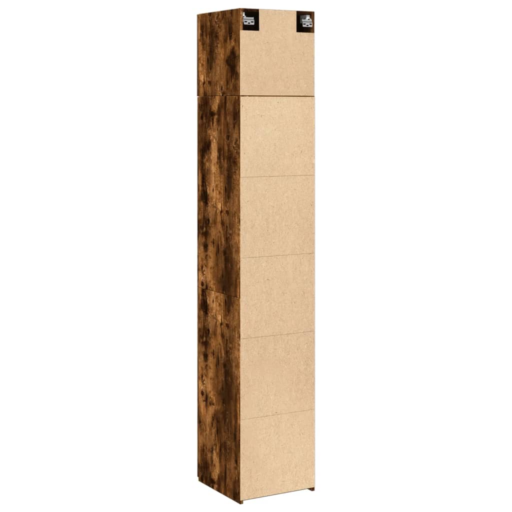 Slim Storage Cabinet Smoked Oak 40x42,5x225 cm Engineered Wood