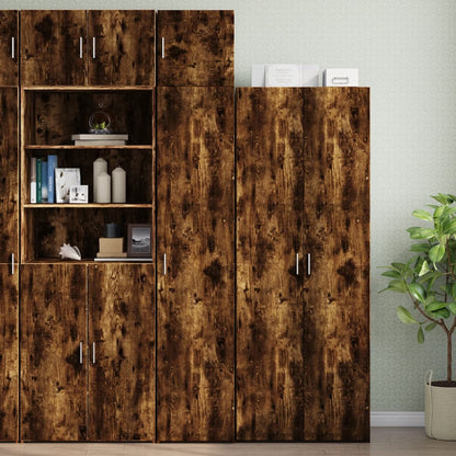 Slim Storage Cabinet Smoked Oak 40x42,5x225 cm Engineered Wood