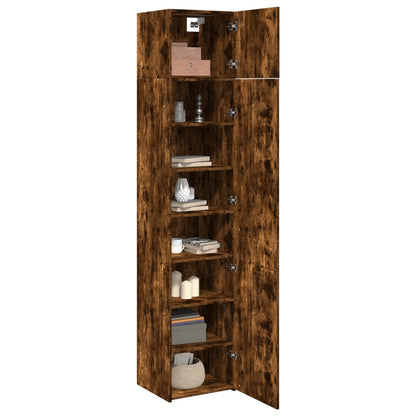 Slim Storage Cabinet Smoked Oak 45x42,5x225 cm Engineered Wood