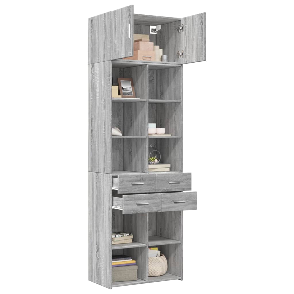 Storage Cabinet Grey Sonoma 70x42,5x225 cm Engineered Wood