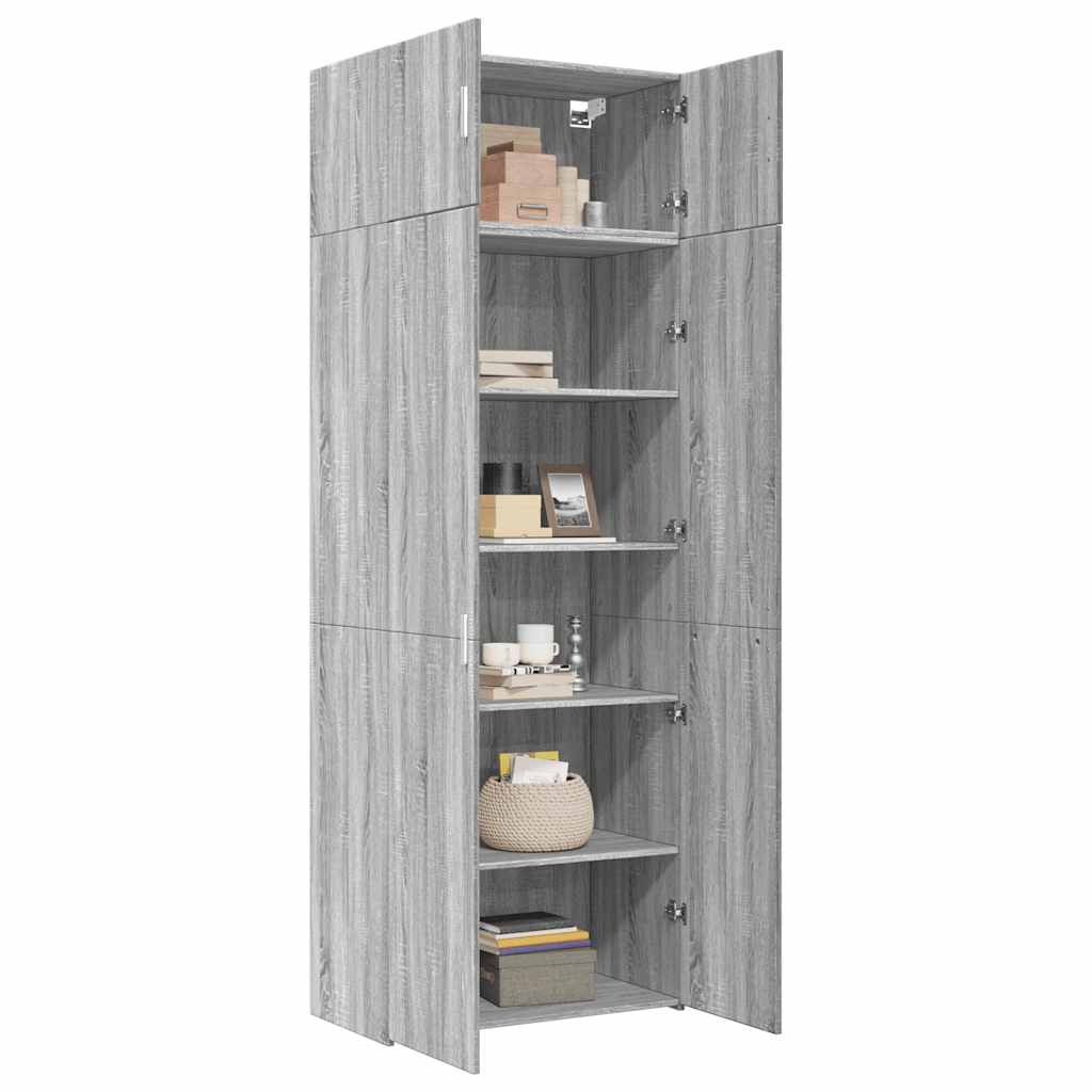Storage Cabinet Grey Sonoma 80x42,5x225 cm Engineered Wood