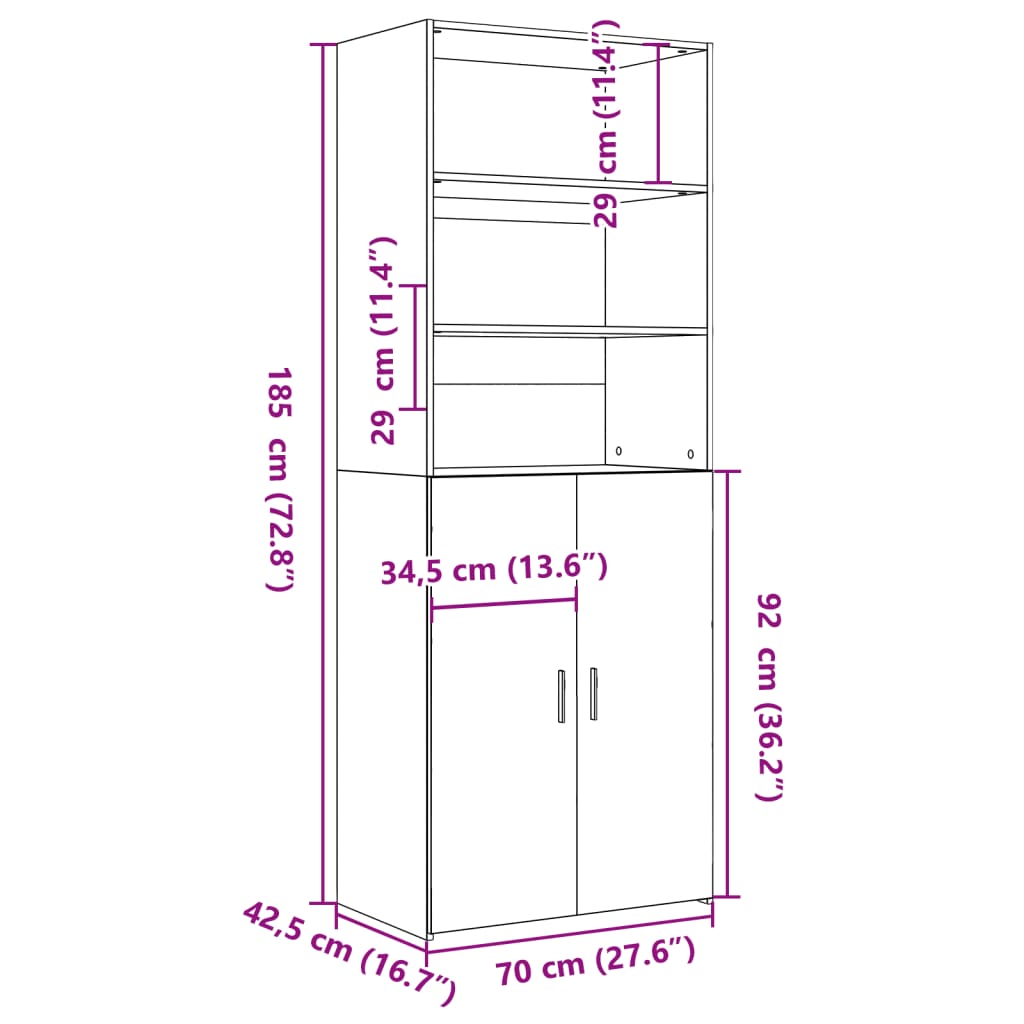 Highboard Sonoma Oak 70x42.5x185 cm Engineered Wood