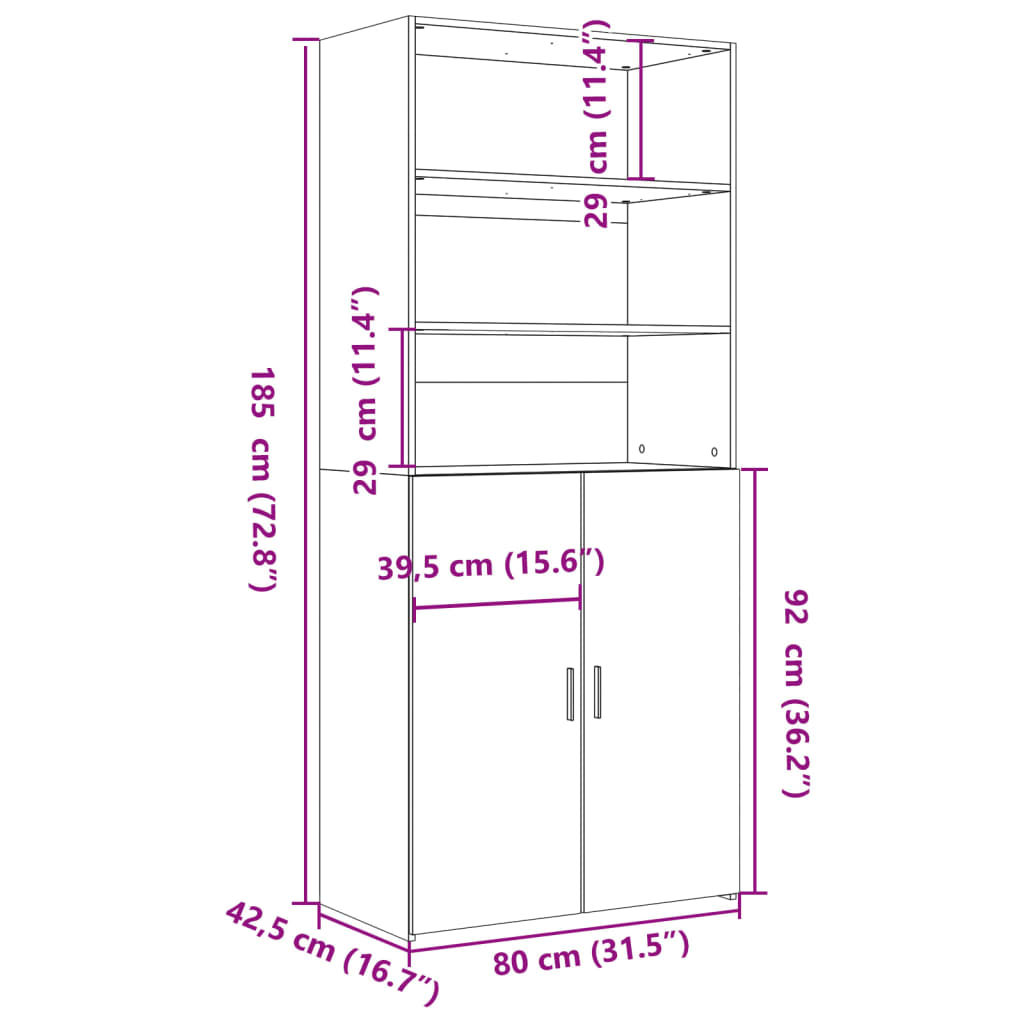Highboard Smoked Oak 80x42.5x185 cm Engineered Wood