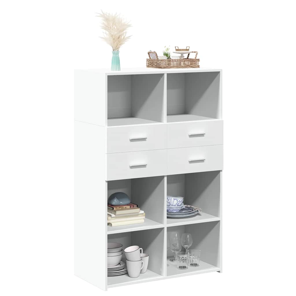 Highboard White 80x42,5x124 cm Engineered Wood