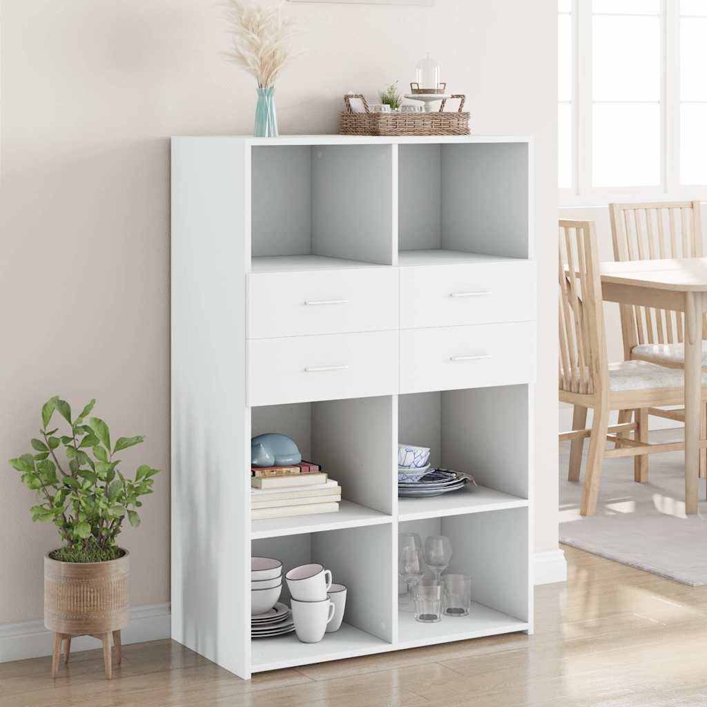 Highboard White 80x42,5x124 cm Engineered Wood