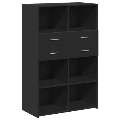 Highboard | Black | Engineered wood | 124 cm tall, 80 cm wide | Highboard