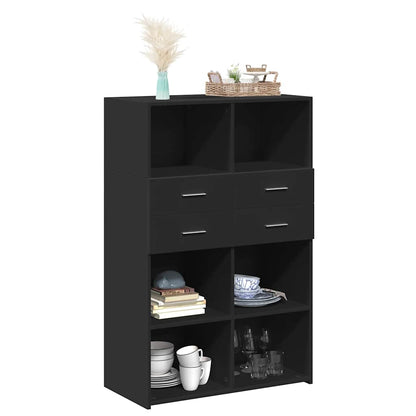 Highboard Black 80x42,5x124 cm Engineered Wood