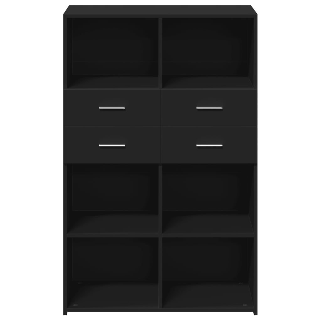 Highboard | Black | Engineered wood | 124 cm tall, 80 cm wide | Highboard