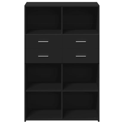 Highboard | Black | Engineered wood | 124 cm tall, 80 cm wide | Highboard