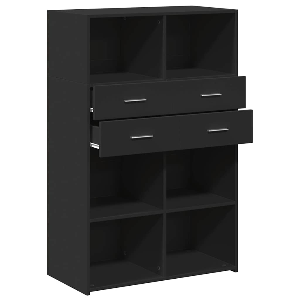 Highboard Black 80x42,5x124 cm Engineered Wood