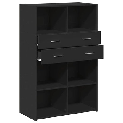 Highboard Black 80x42,5x124 cm Engineered Wood