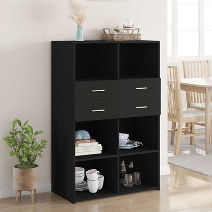 Highboard Black 80x42,5x124 cm Engineered Wood