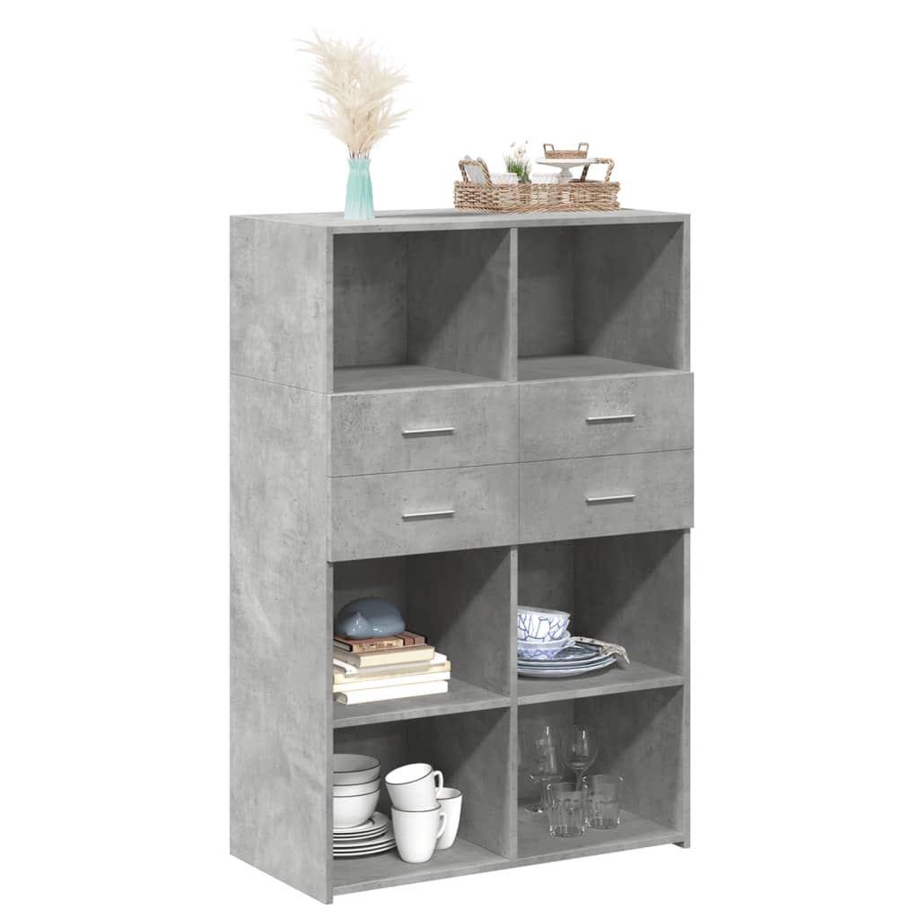 Highboard Concrete Grey 80x42,5x124 cm Engineered Wood