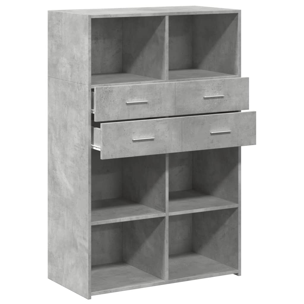Highboard Concrete Grey 80x42,5x124 cm Engineered Wood