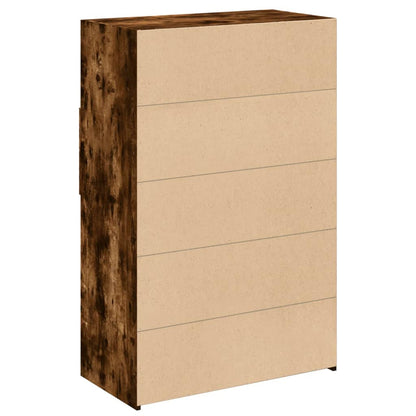 Highboard | Smoked oak | Engineered wood | 80x42.5x124 cm | Highboard