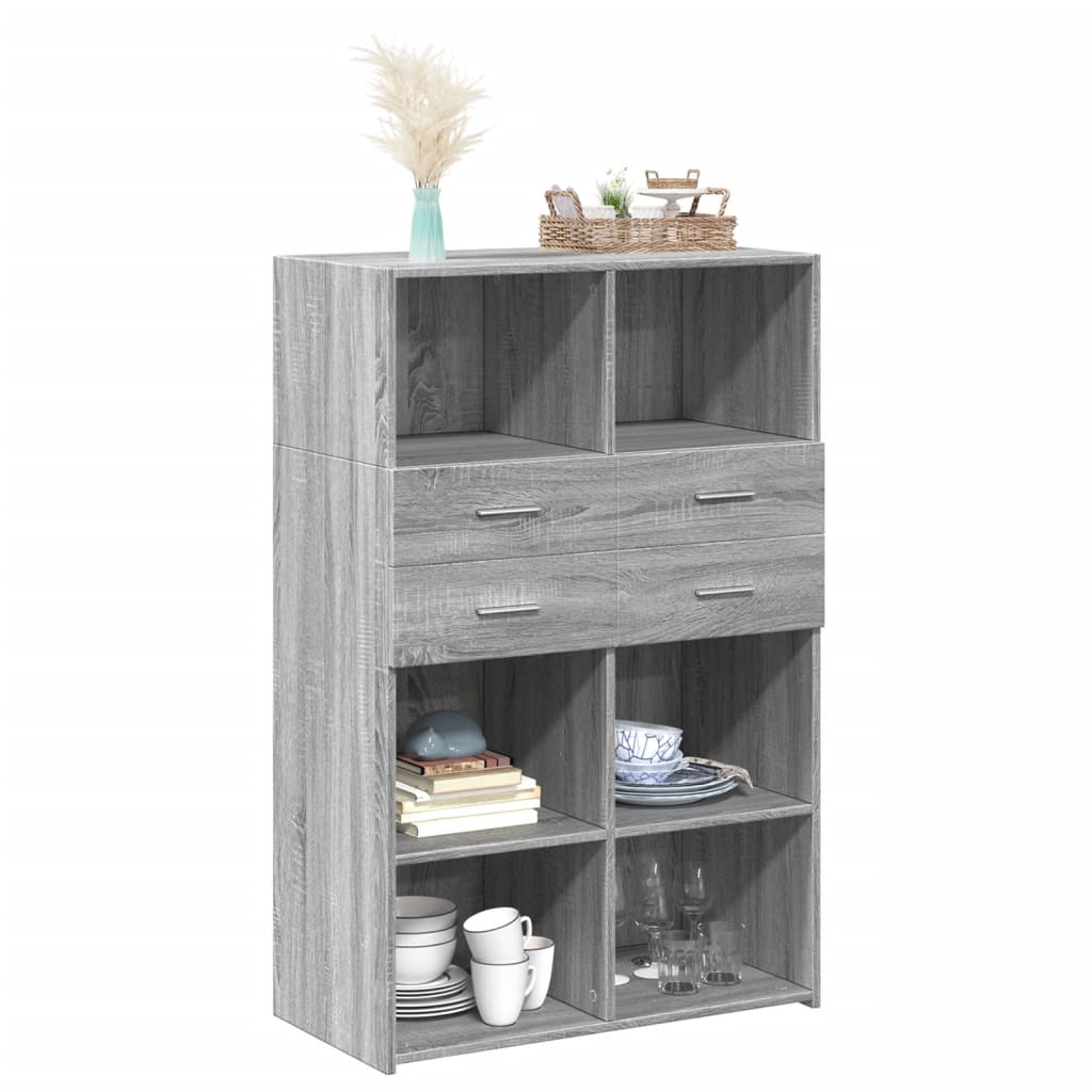 Highboard Grey Sonoma 80x42,5x124 cm Engineered Wood